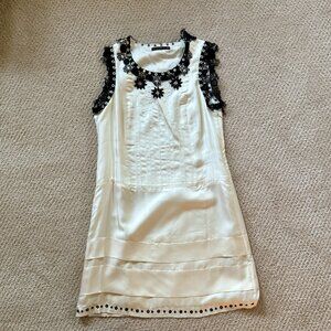Zara Woman Ivory Silk Sleeveless Dress